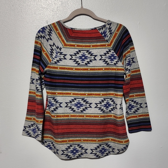 PARSLEY SAGE Top Womens Small Multicolor Y2K Southwestern Western Boho Artsy - Picture 7 of 12